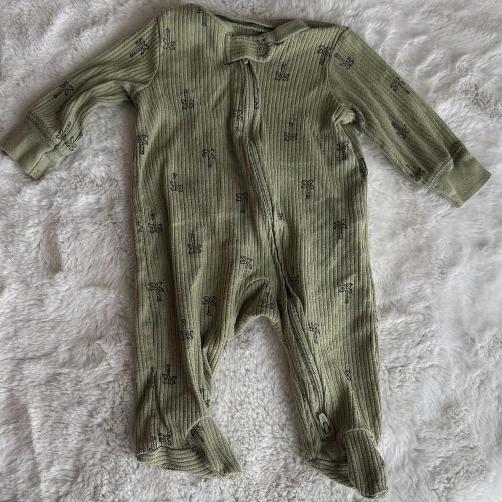 Carter's Olive Green Ribbed Footed One-Piece